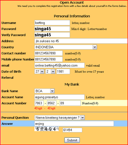 SAMPLE ISIAN REGISTER